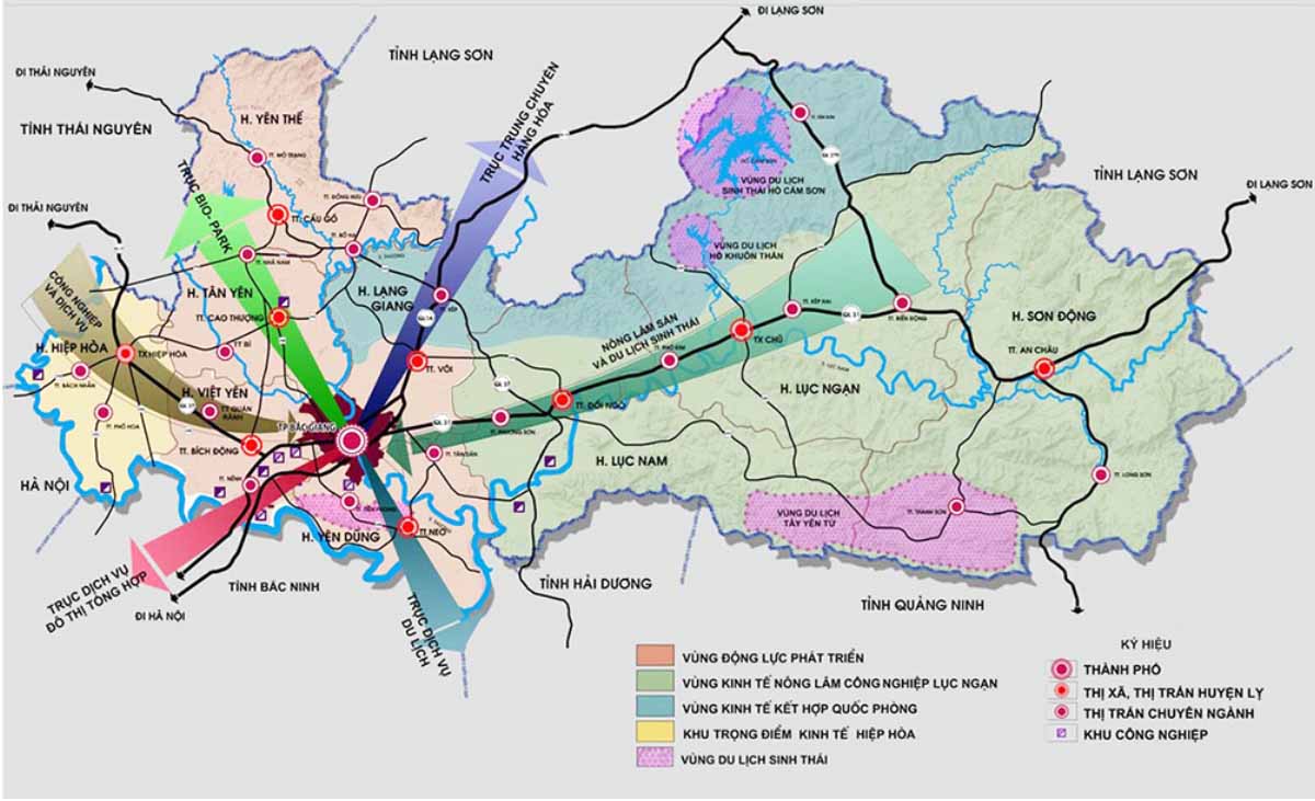 Quy hoạch Bắc Giang: Bắc Giang đang tiến hành quy hoạch đô thị bền vững, đáp ứng nhu cầu phát triển vượt bậc của thành phố. Sự phát triển của Bắc Giang mang lại nhiều cơ hội cho các nhà đầu tư và doanh nghiệp về thương mại, dịch vụ, du lịch và công nghiệp.